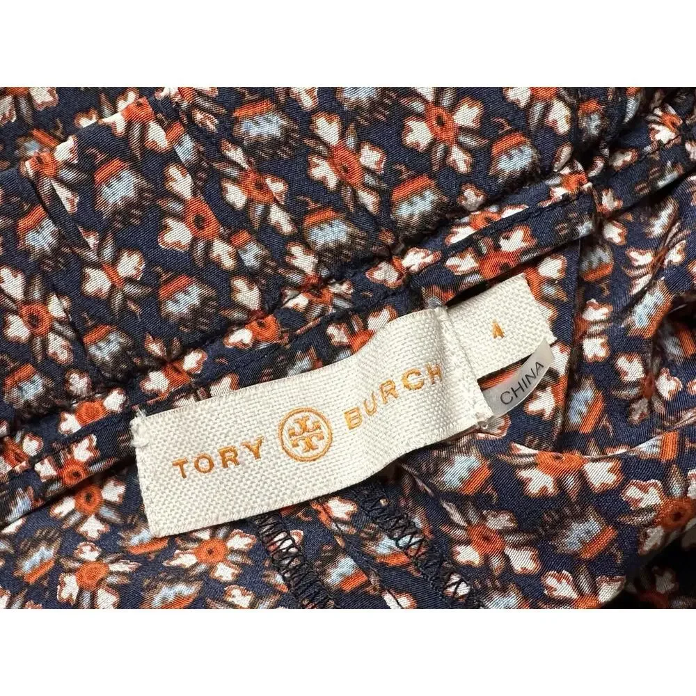 Tory Burch Women's Size 4 Elastic Waist Silk Summer Pants Floral Multicolor‎